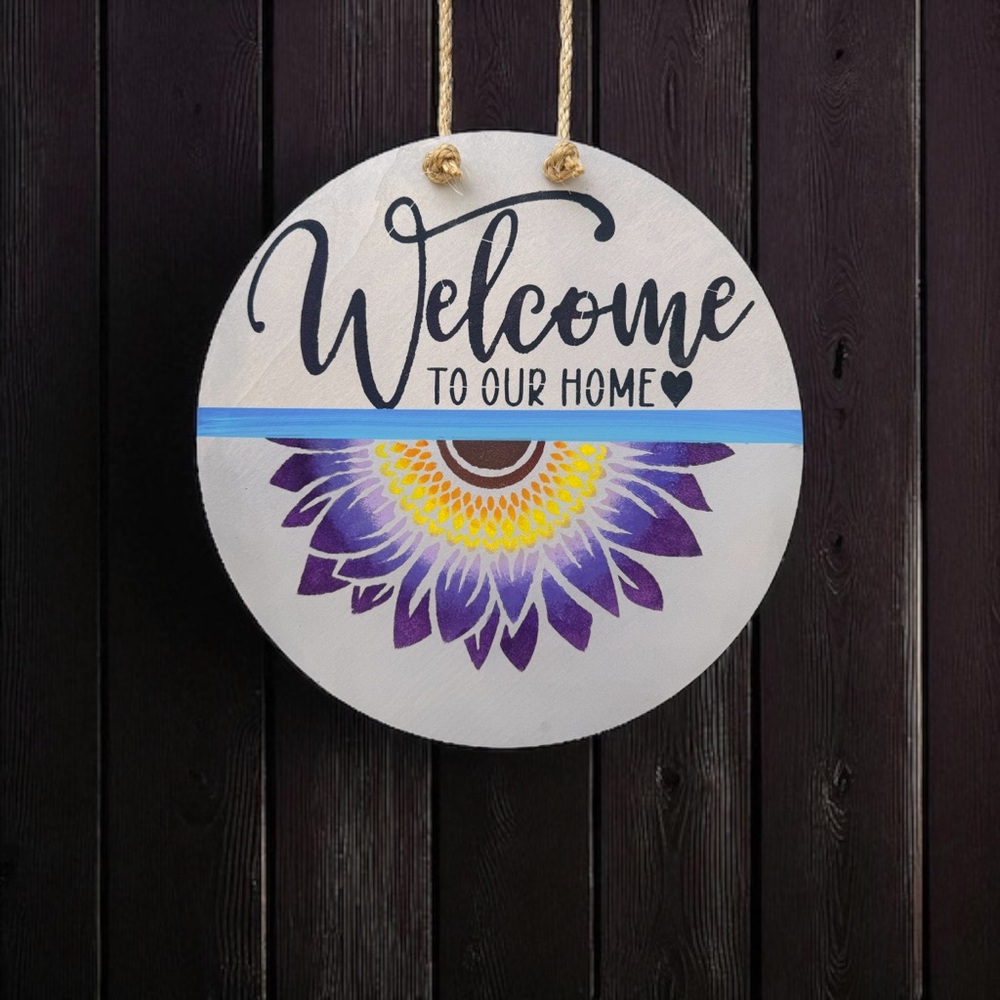 Purple and Yellow Welcome Wall Decor